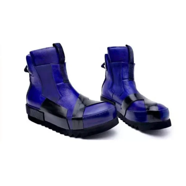 Designer Punk Boots Men Luxury Cowhide Genuine Leather Fashion High Top Sneakers High Quality Platform Shoes Size 45