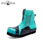 Designer Punk Boots Men Luxury Cowhide Genuine Leather Fashion High Top Sneakers High Quality Platform Shoes Size 45